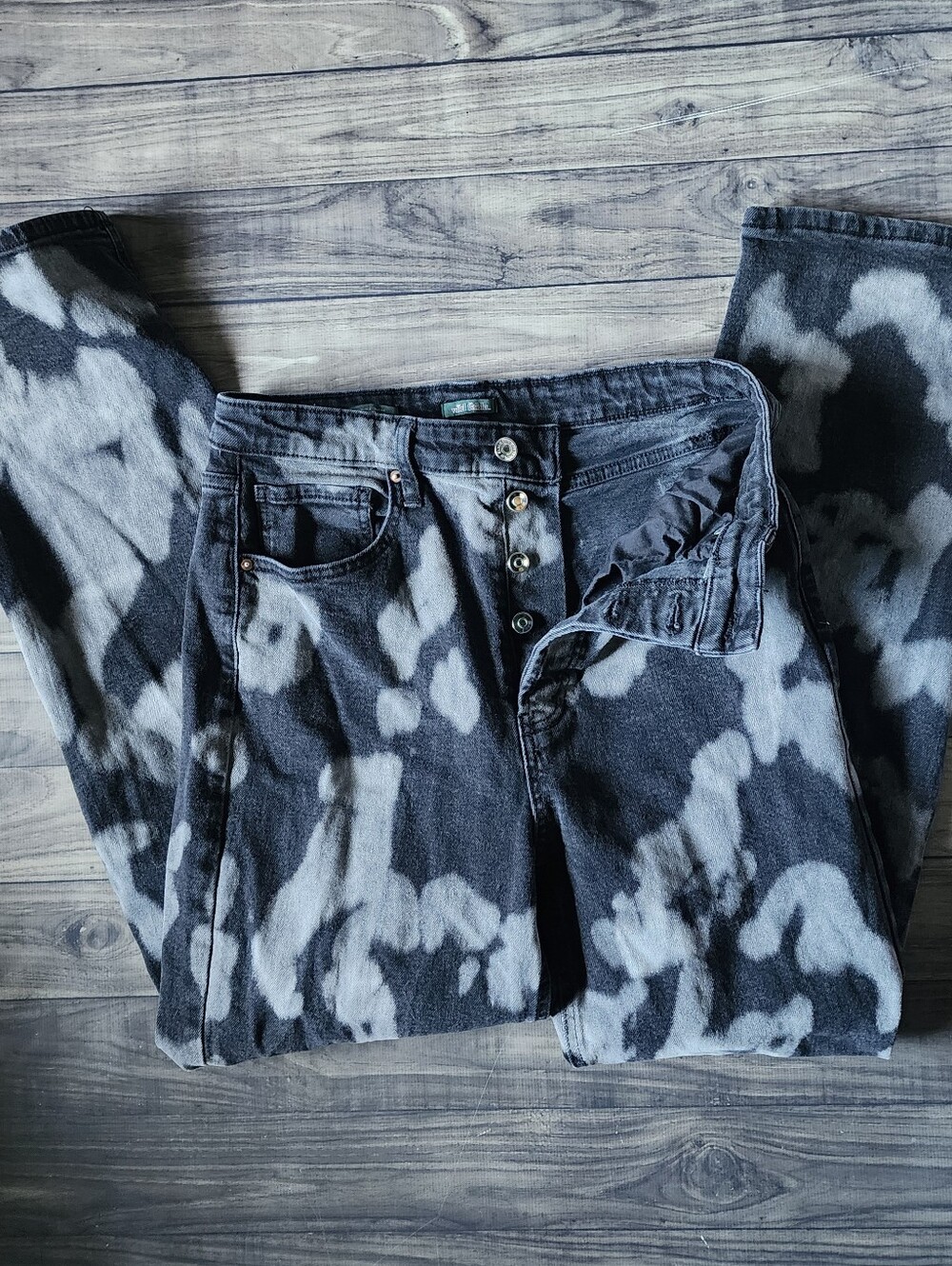 wild fable Black & White Tie-Dye High-Rise Straight-Leg Jeans